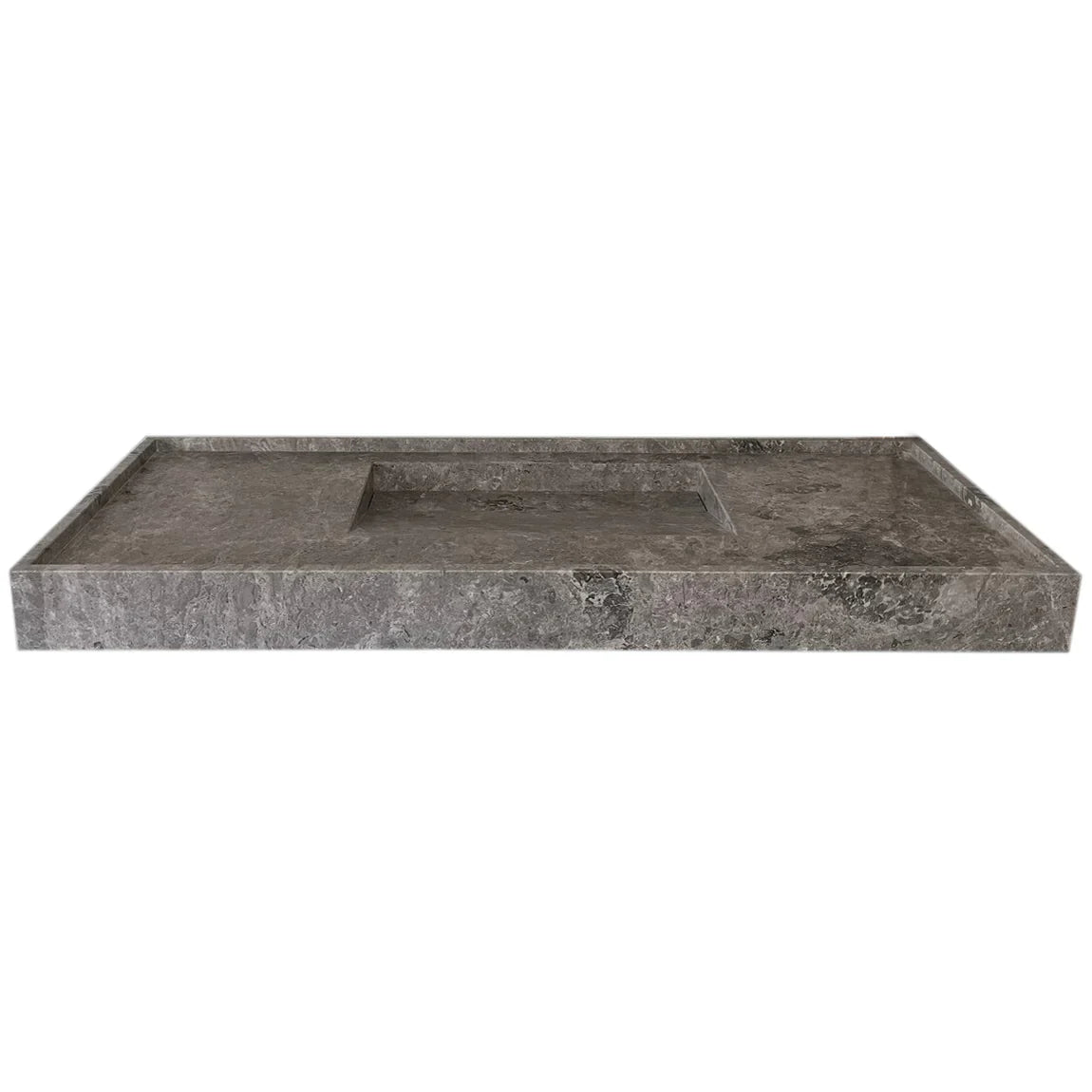 Tundra Grey Marble Rectangular Wall-mount Bathroom Sink Hidden Drain (W)20
