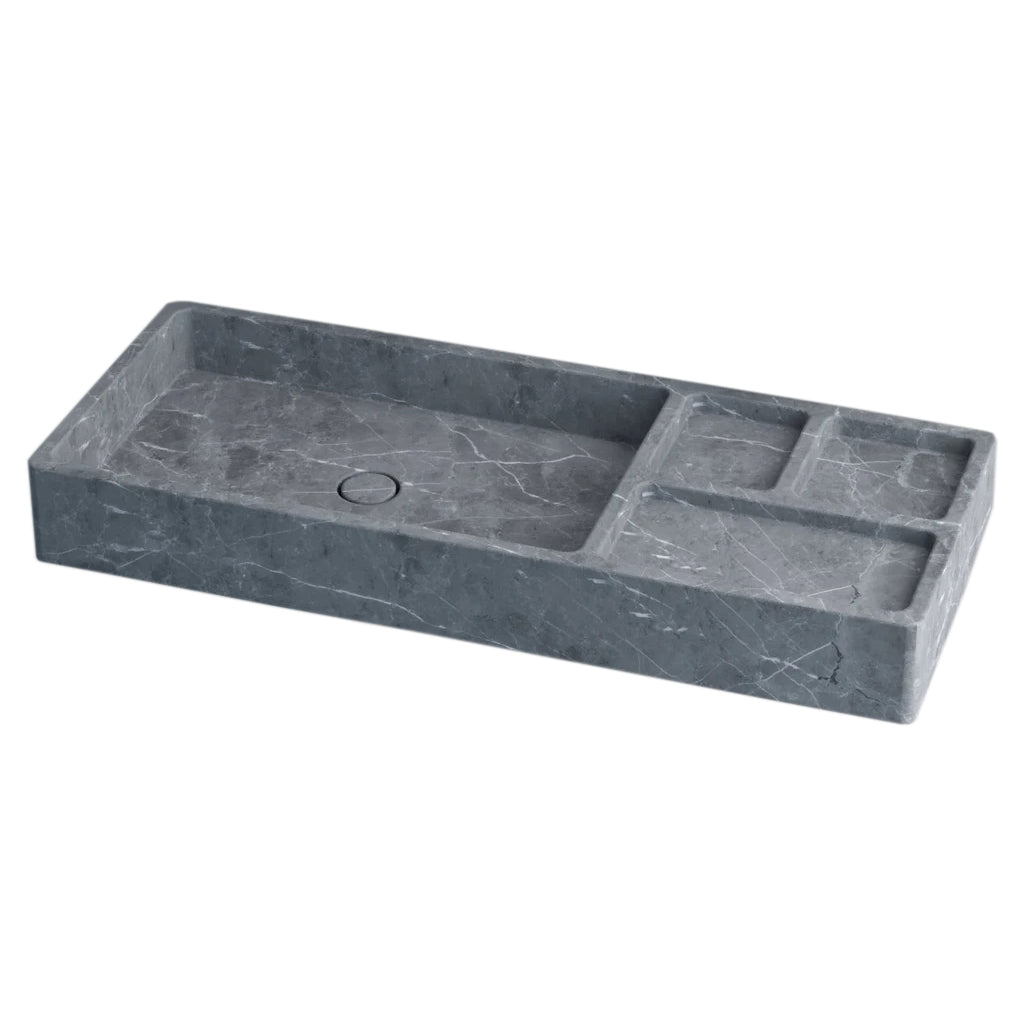 Tundra Gray Marble Rectangular Wall-mount Sink (W)16