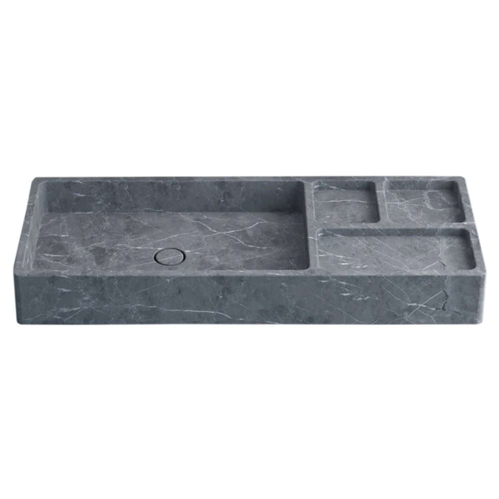 Tundra Gray Marble Rectangular Wall-mount Sink (W)16