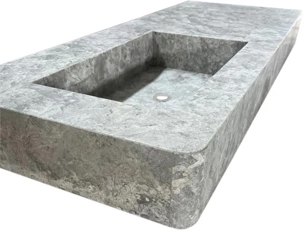 Tundra Gray Marble Rectangular Wall-mount Vanity Top Sink (W)20