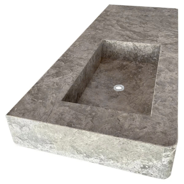 Tundra Gray Marble Rectangular Wall-mount Vanity Top Sink (W)20