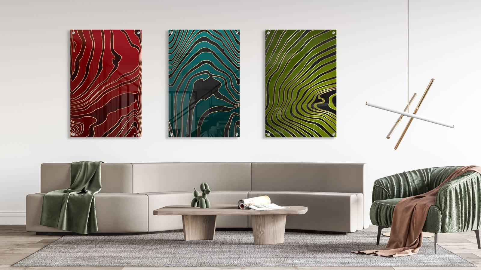 Twisted Lines Set of 3 Prints Modern Wall Art Modern Artwork