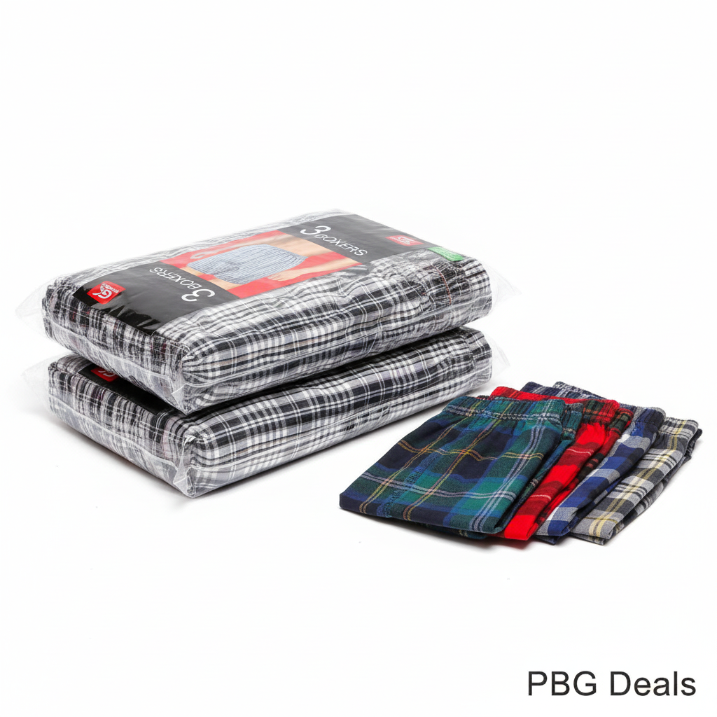 6-Pk Men's Tartan Plaid Boxers Cotton Blend S-4XL Moisture-Wicking