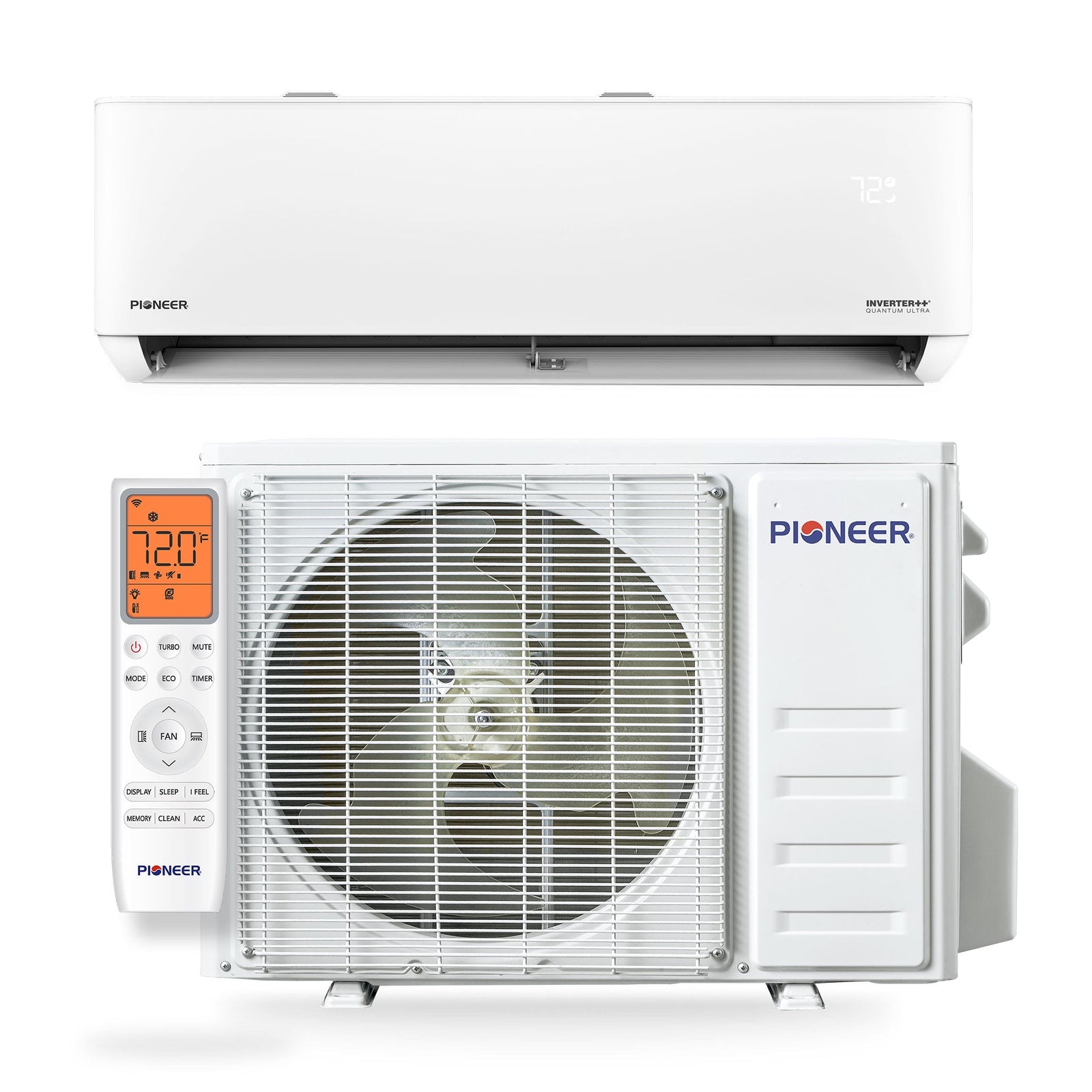 Pioneer® Quantum Ultra™ 12,000 BTU 24 SEER2 230V High-Wall Ductless Energy-Star Mini-Split Air Conditioner Inverter Heat Pump Full Set