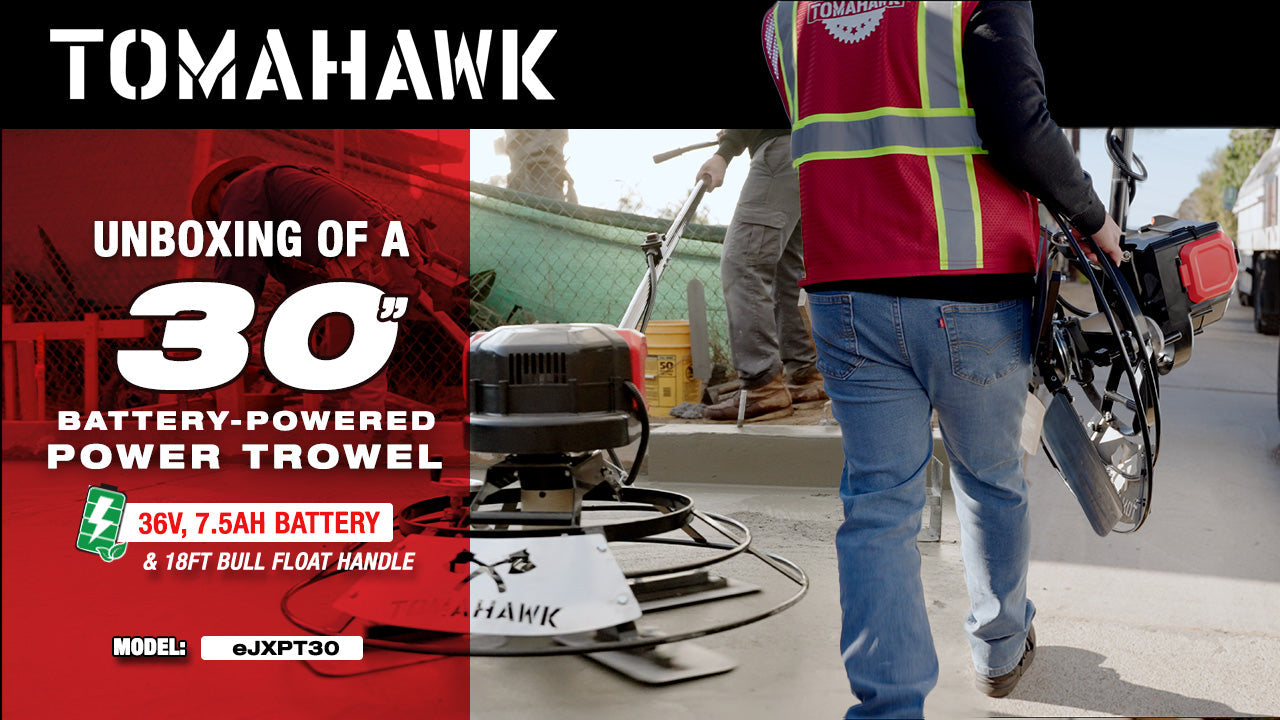 30" Battery-Powered Portable Power Trowel with 18ft Bull Float Handle