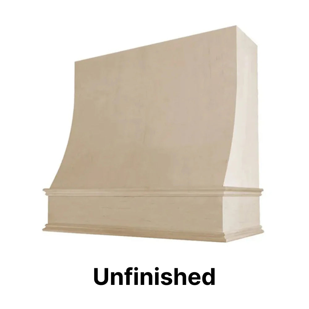 Wood Range Hood With Sloped Front and Decorative Trim - 30