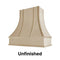 Wood Range Hood With Curved Strapped Front and Decorative Trim - 30" 36" 42" 48" 54" and 60" Widths Available
