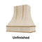Wood Range Hood With Curved Front and Brass Strapping and Flat Trim - 30" 36" 42" 48" 54" and 60" Widths Available