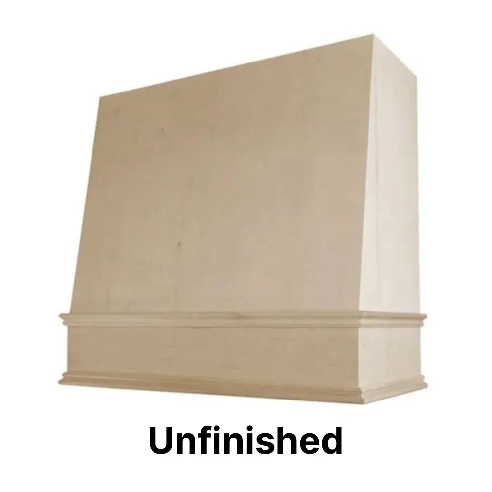 Wood Range Hood With Angled Front and Decorative Trim - 30