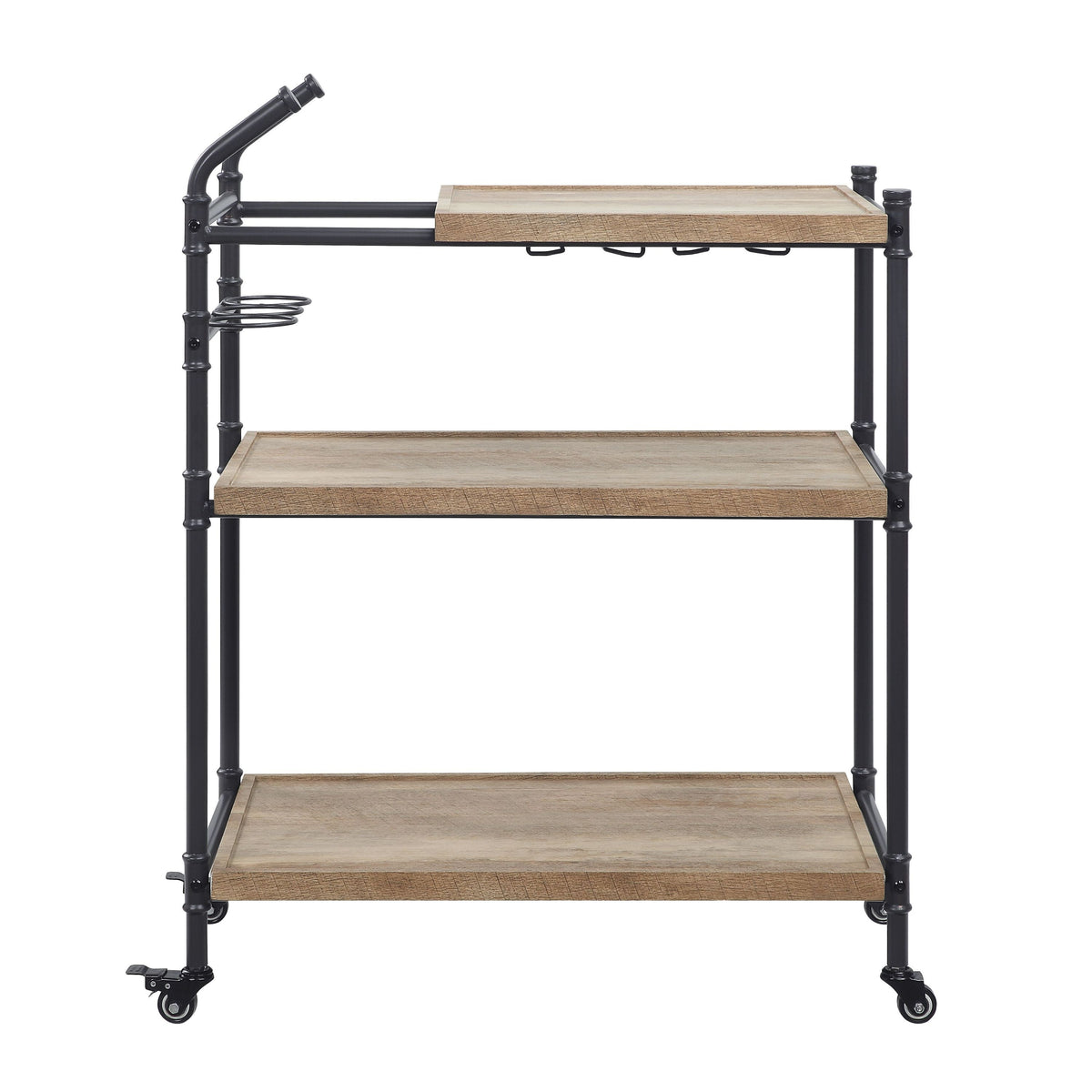 Oak & Sandy Black Serving Cart with 3-Tier Storage – Brantley