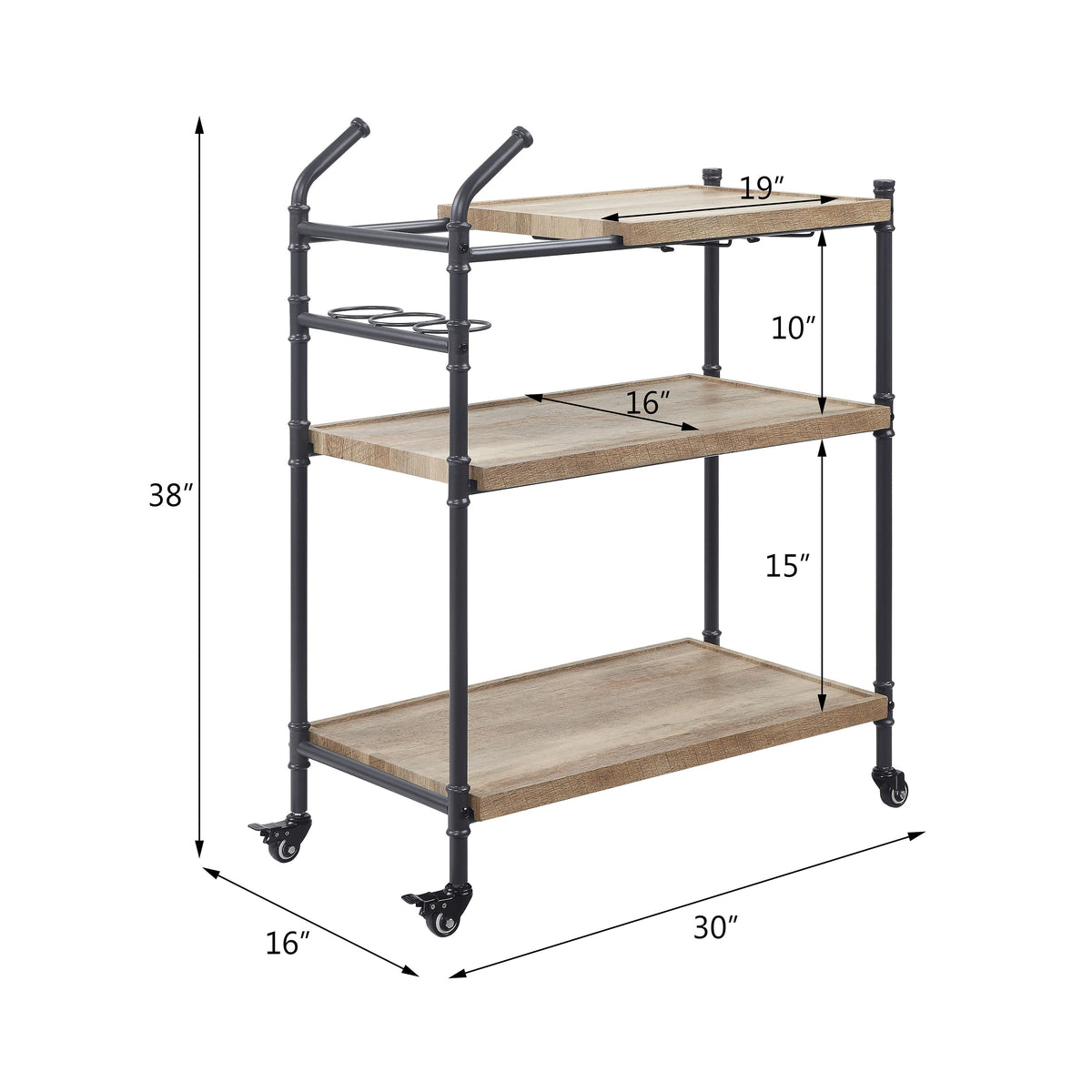 Oak & Sandy Black Serving Cart with 3-Tier Storage – Brantley