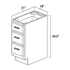 18 Inch White Shaker Vanity Drawer Base