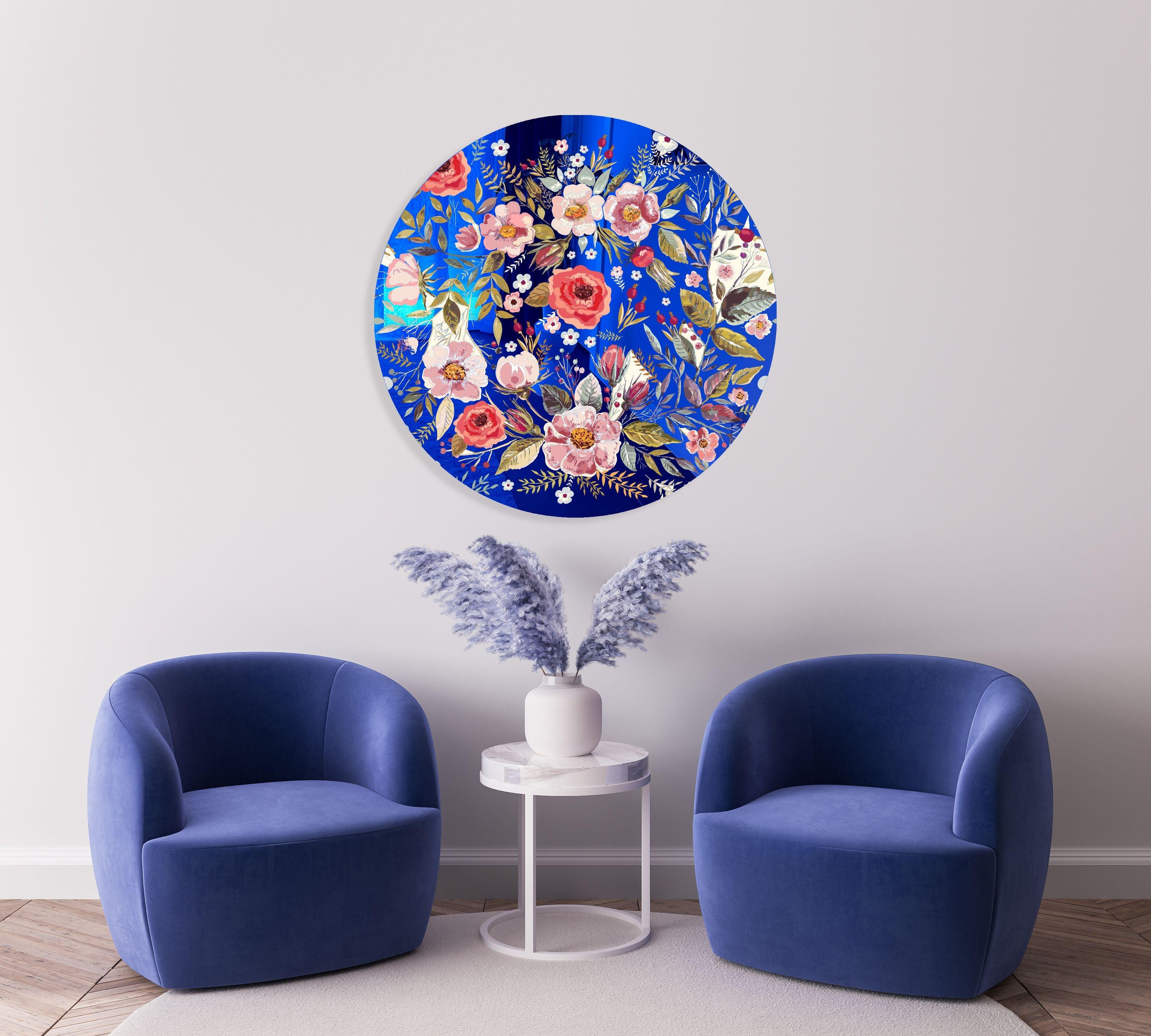 Vintage Berries and Flowers Printed Mirror Acrylic Circles