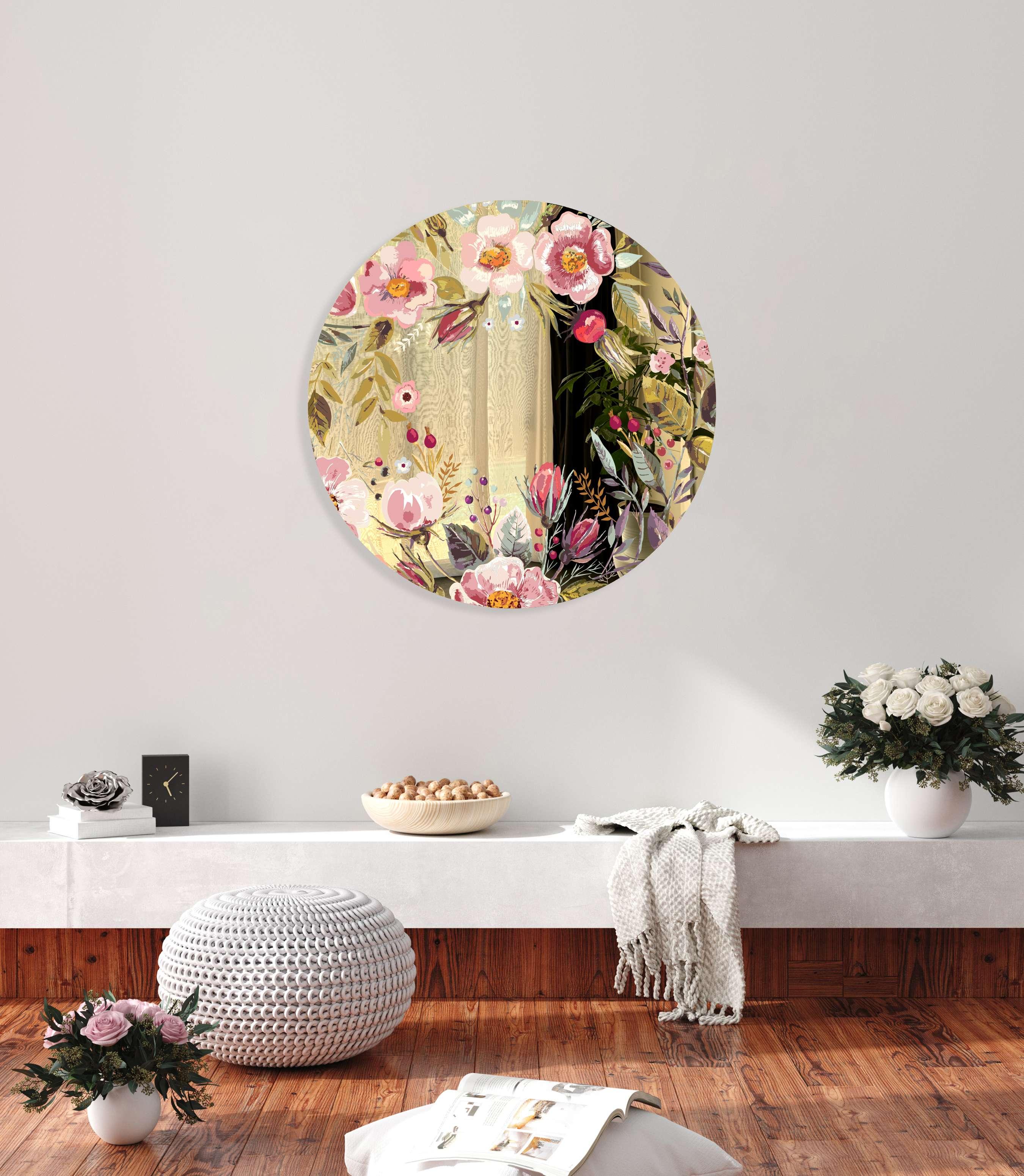 Vintage Berries Mural Printed Mirror Acrylic Circles