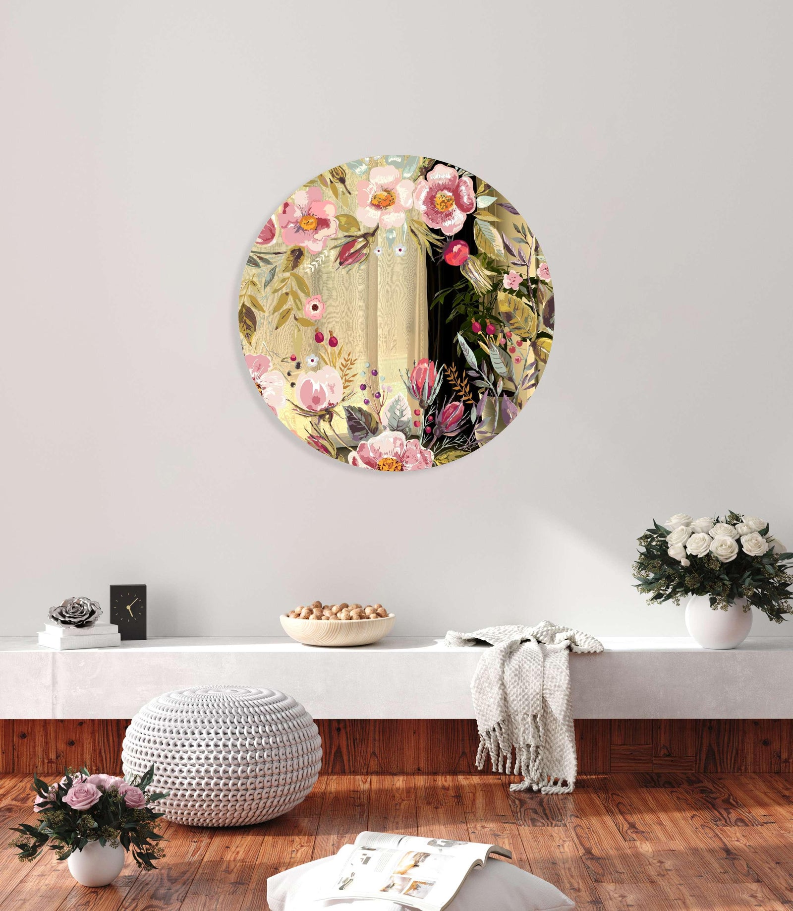 Vintage Berries Mural Printed Mirror Acrylic Circles