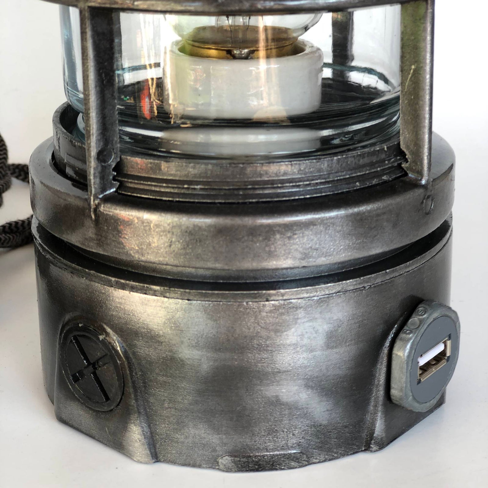 Industrial Touch Lamp with Vintage Edison Bulb - The Iron Cage