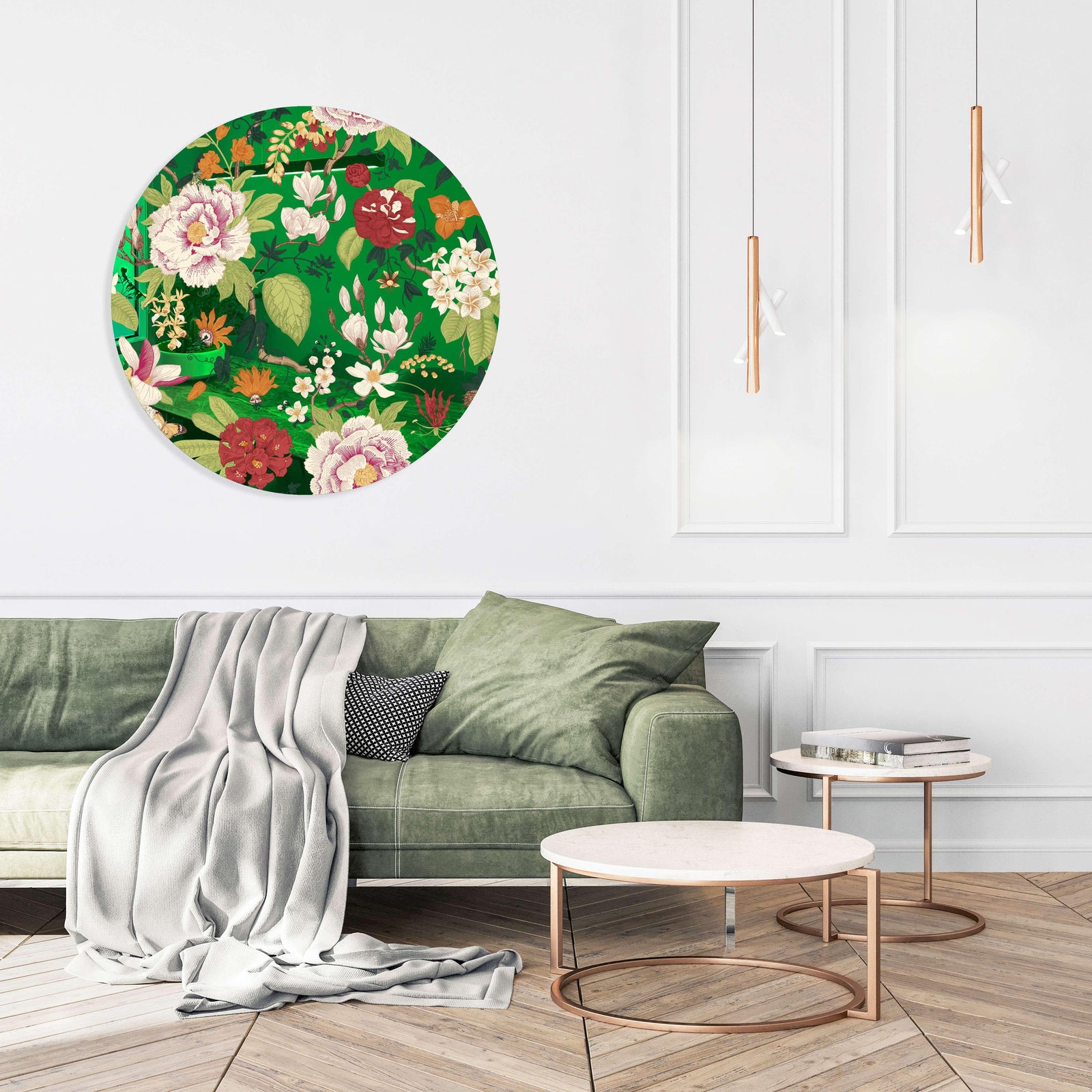 Vintage Flowers Printed Mirror Acrylic Circles