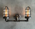 Black Pipe Light - Industrial Double Cage Wall Sconce - The Ironforge