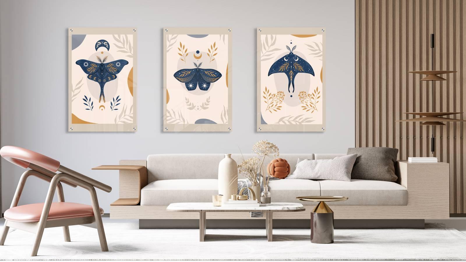 Vintage Pattern Set of 3 Prints Modern Wall Art Modern Artwork