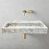 Calacatta Viola Gold Marble Wall-mount Bathroom Sink Horizontal Fluted (W)16" (L)36" (H)5"