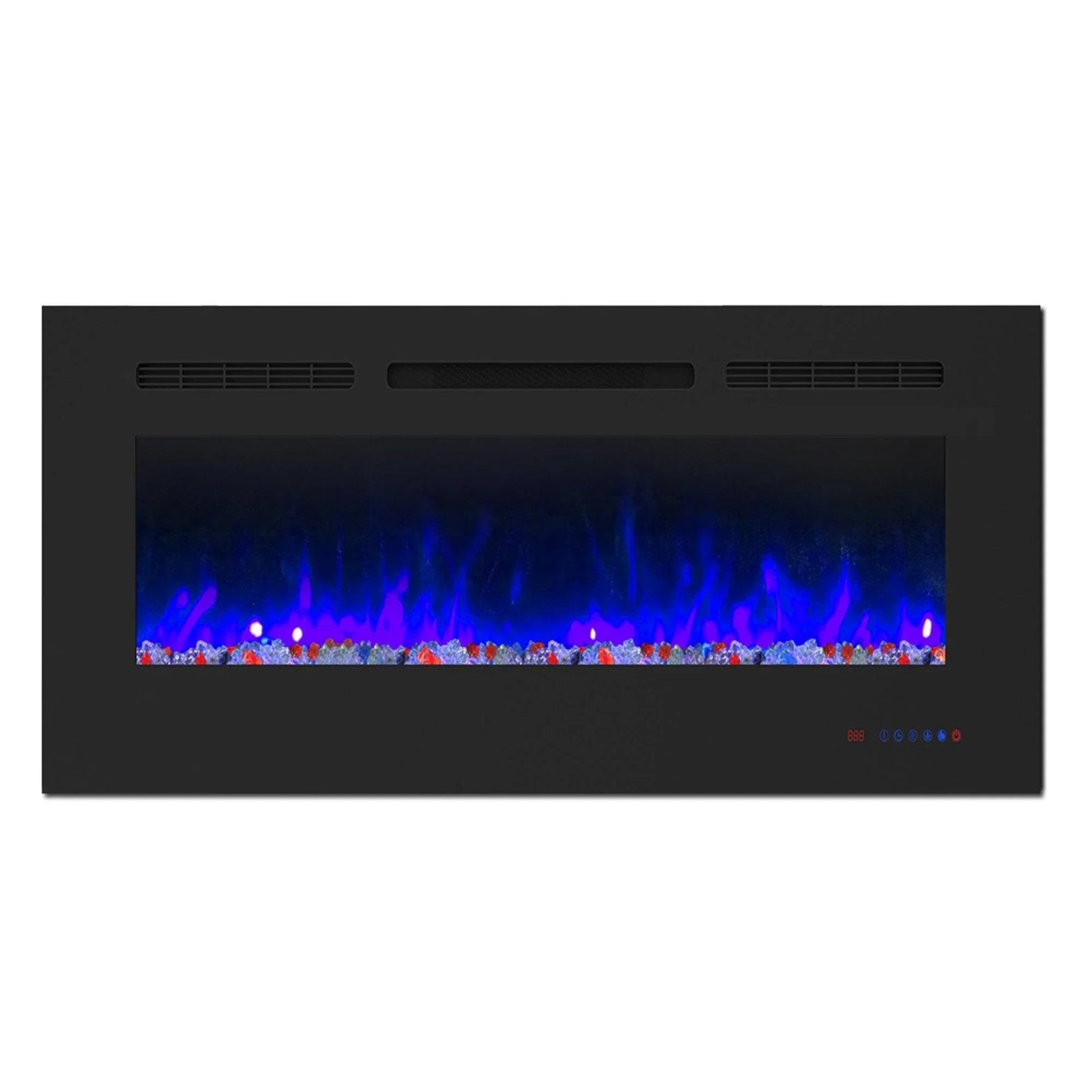 Insert or Wall-Mount Electric Fireplace with Remote Control and Touch Screen in 13 Flame Colors and Base Lights