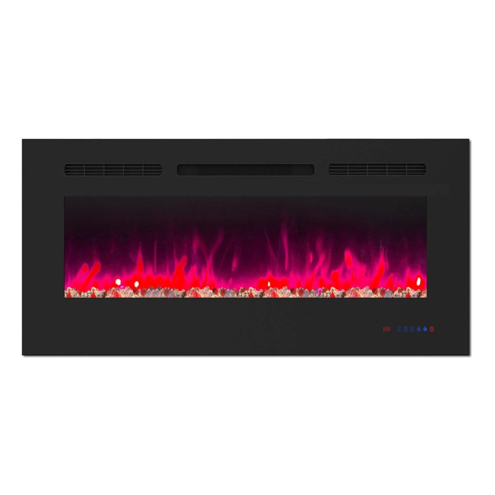 Insert or Wall-Mount Electric Fireplace with Remote Control and Touch Screen in 13 Flame Colors and Base Lights
