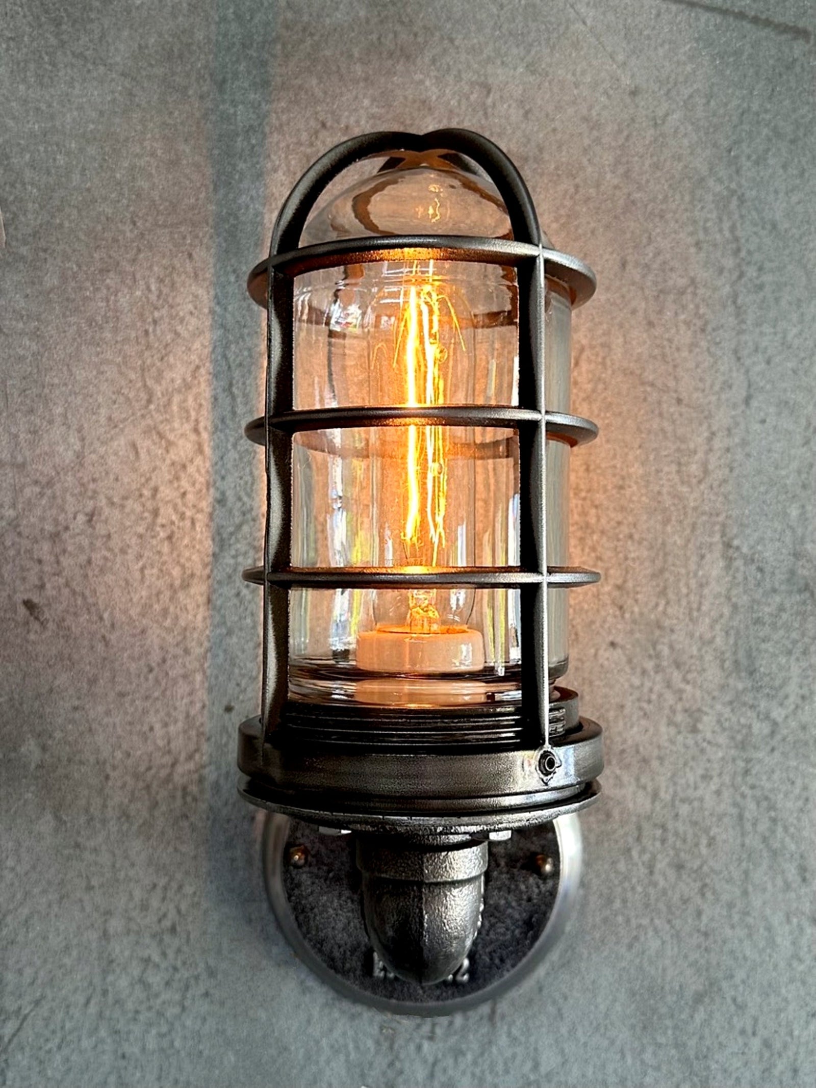 Upward Retro Wall Sconce - Industrial Cage Light - The Harold