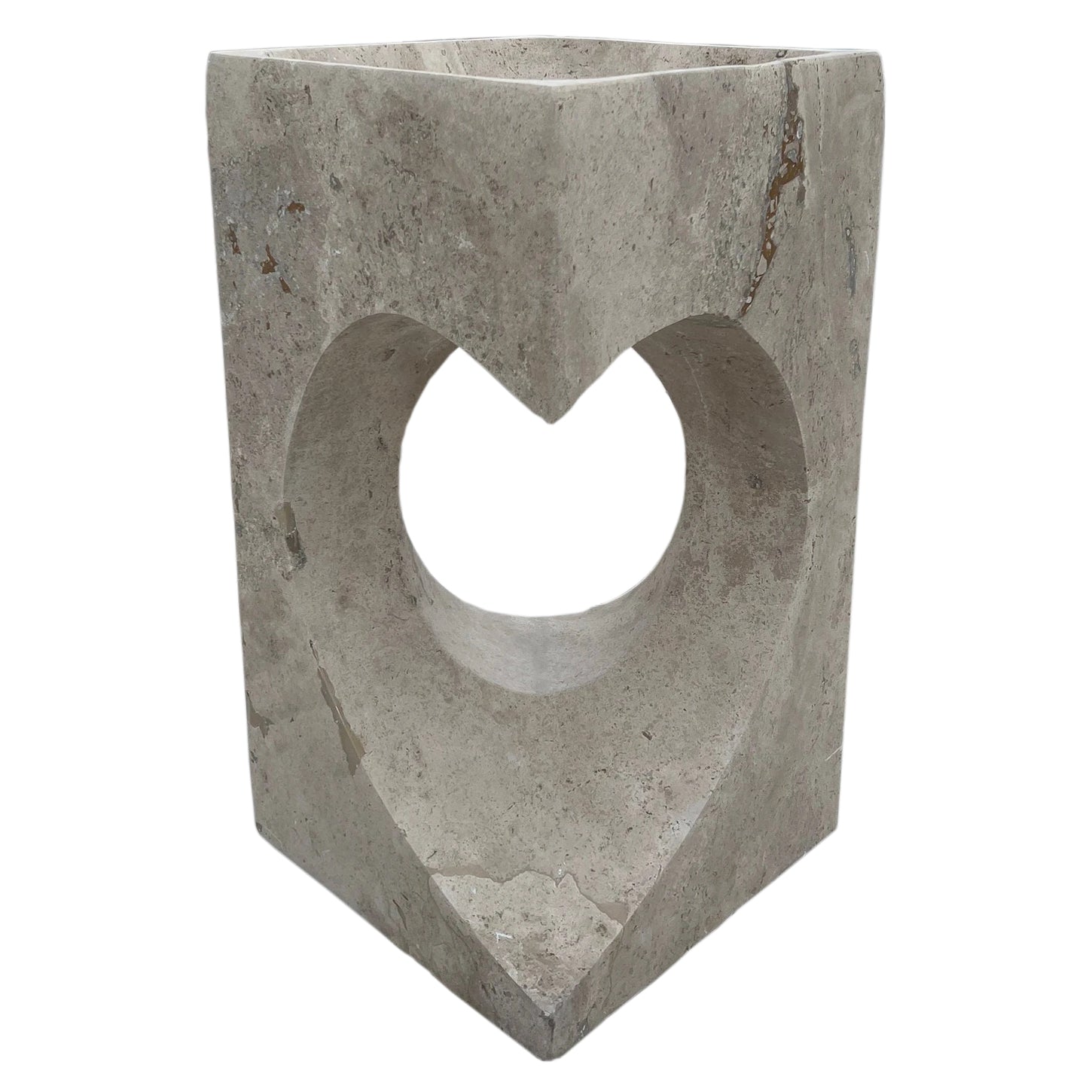 Walnut Travertine Designer Pedestal Stand-Alone Hearth Shape Sink (W)18