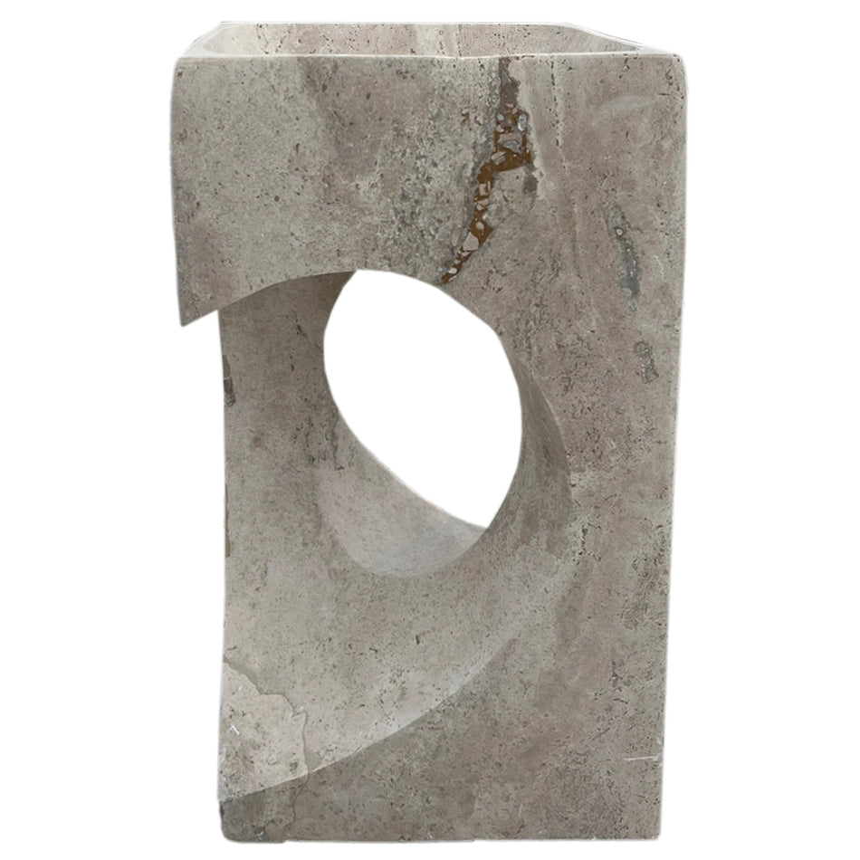 Walnut Travertine Designer Pedestal Stand-Alone Hearth Shape Sink (W)18