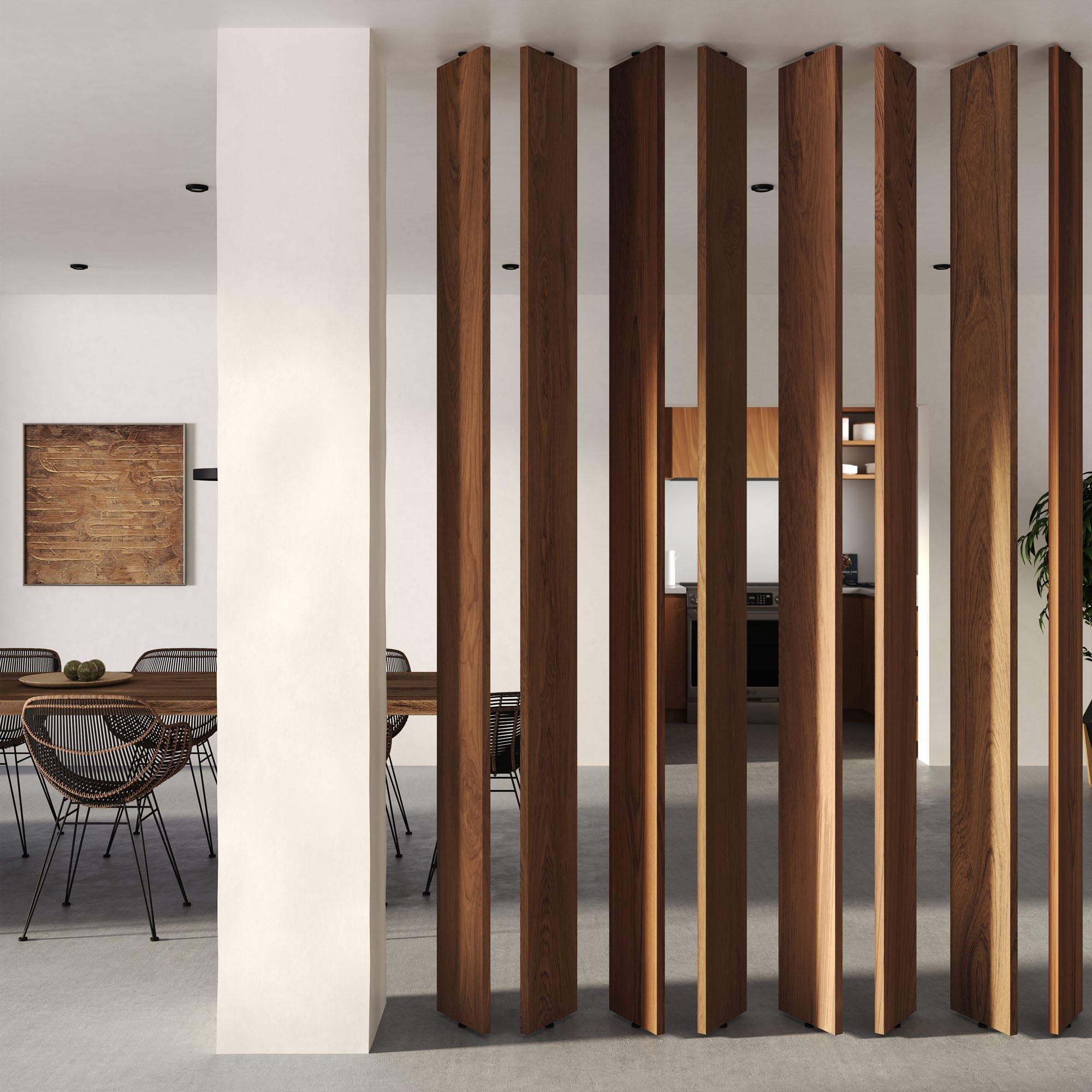 Wide Wood Slat Room Divider