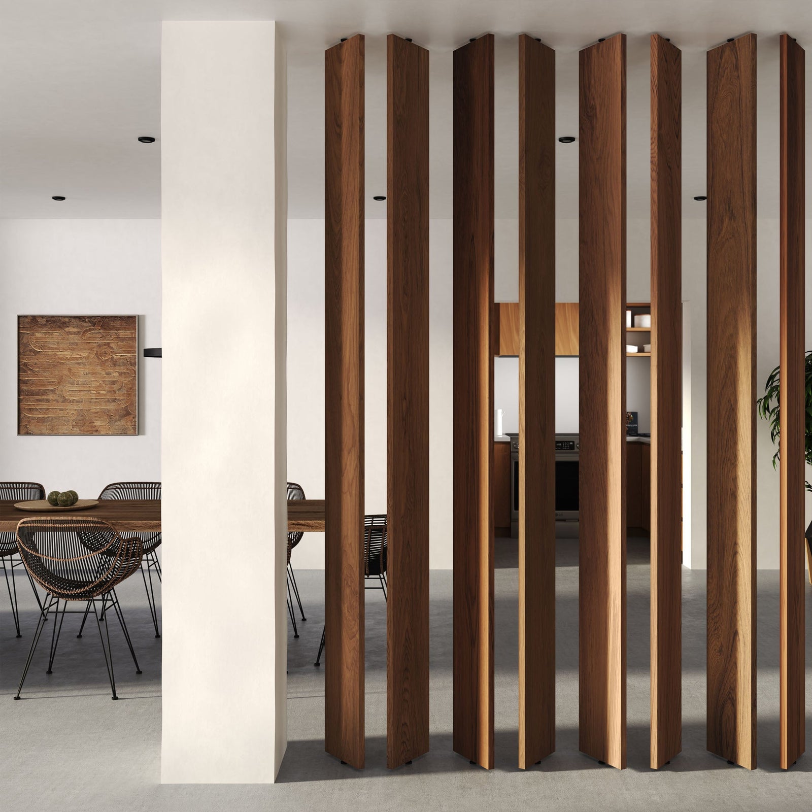 Wide Wood Slat Room Divider