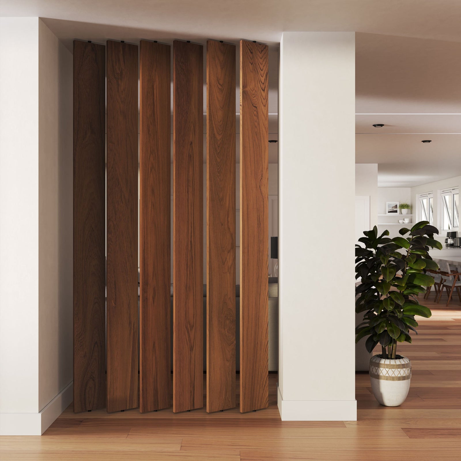 Wide Wood Slat Room Divider
