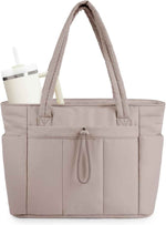 Quilted Puffer Tote Bag with Laptop Sleeve & Cup Holder 20L Travel Work