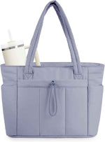 Quilted Puffer Tote Bag with Laptop Sleeve & Cup Holder 20L Travel Work