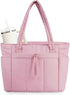 Quilted Puffer Tote Bag with Laptop Sleeve & Cup Holder 20L Travel Work