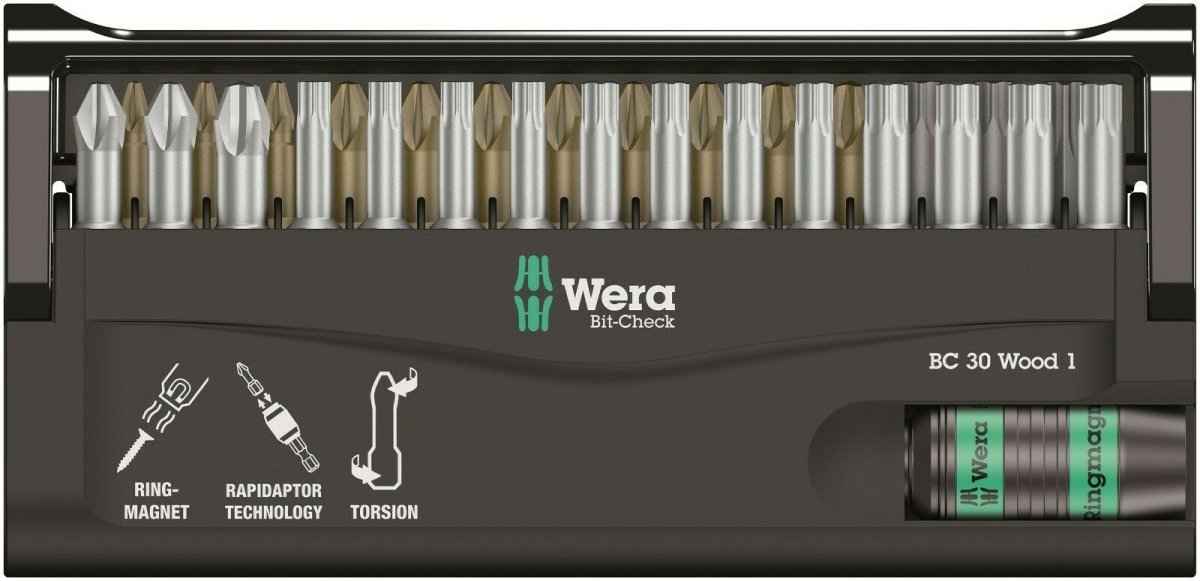 Wera Bit Check 30 Wood 1 Bits Assortment Set 30 Piece 05057433001