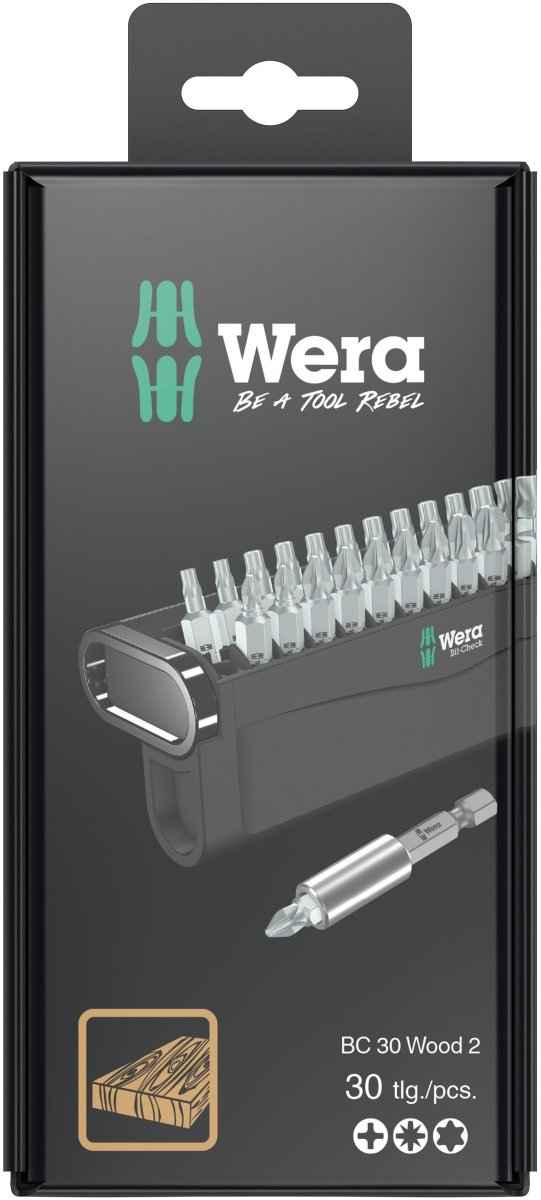Wera Bit-Check 30 Wood 2 SB Screwdriver Bit Set 05057438001