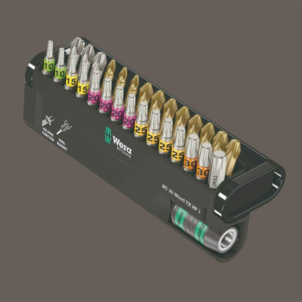 Wera Bit Check 30 Wood TX HF 1 Bits Set 30 Pieces 05057436001