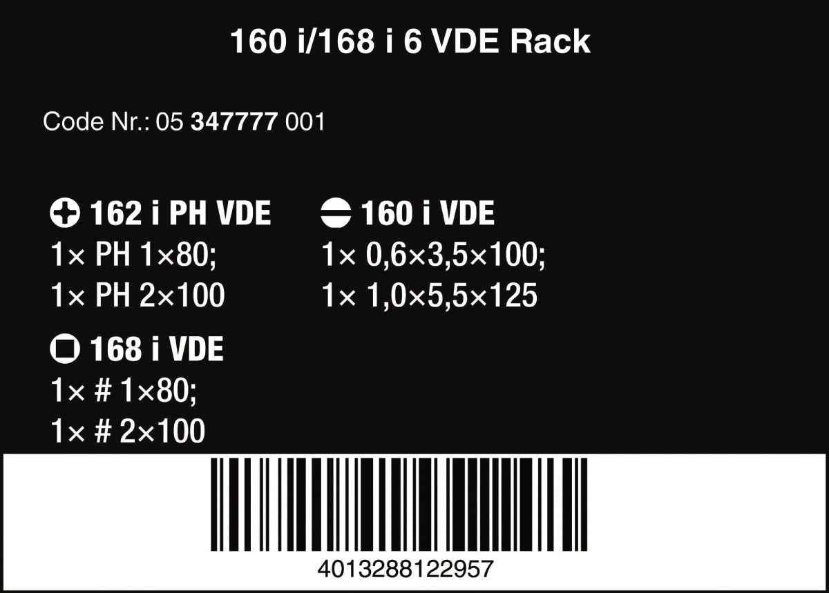 Wera Kraftform Plus VDE 100 Insulated Screwdriver Set With Rack 05347777001