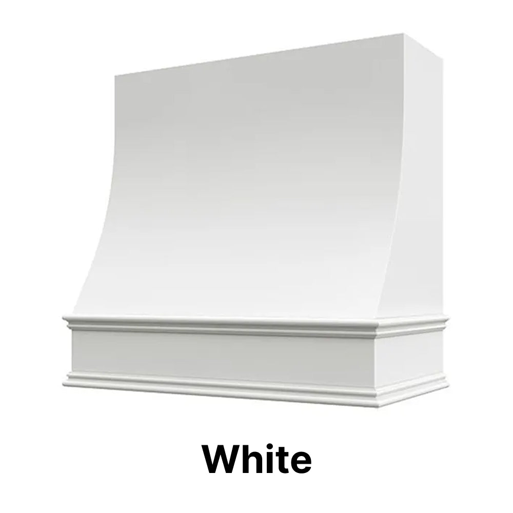 Wood Range Hood With Sloped Front and Decorative Trim - 30