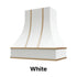 Wood Range Hood With Curved Front and Brass Strapping and Flat Trim - 30" 36" 42" 48" 54" and 60" Widths Available