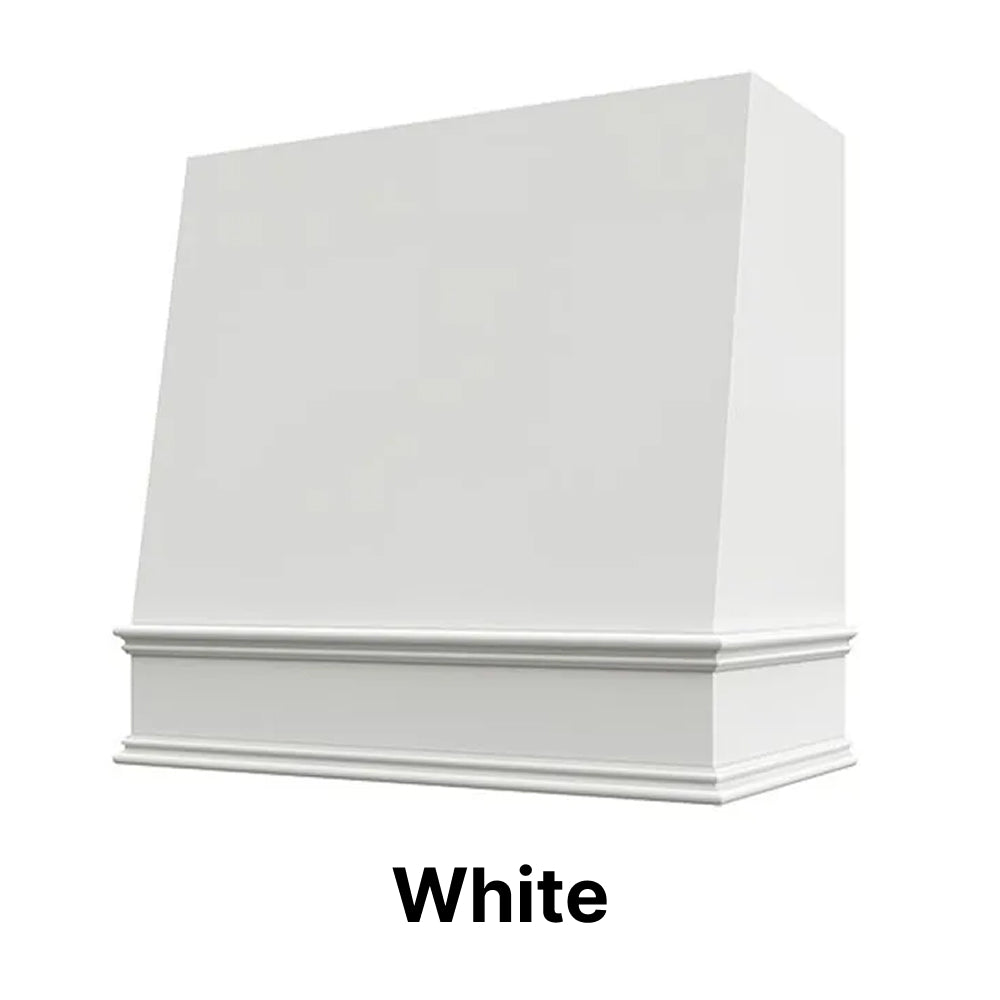 Wood Range Hood With Angled Front and Decorative Trim - 30