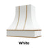 Wood Range Hood With Curved Front, Brass Strapping and Buttons - 30", 36", 42", 48", 54" and 60" Widths Available