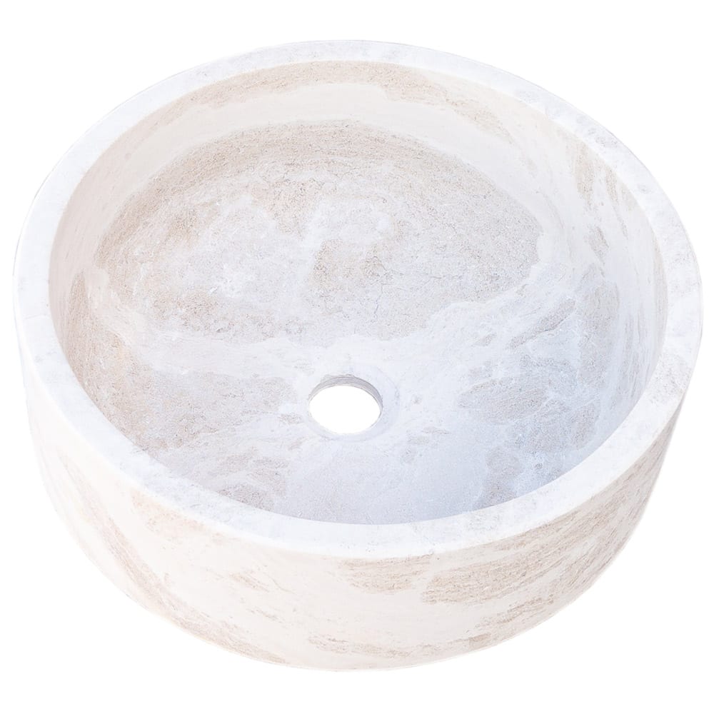 Natural Stone White Limestone Vessel Sink Polished (D)16" (H)6"
