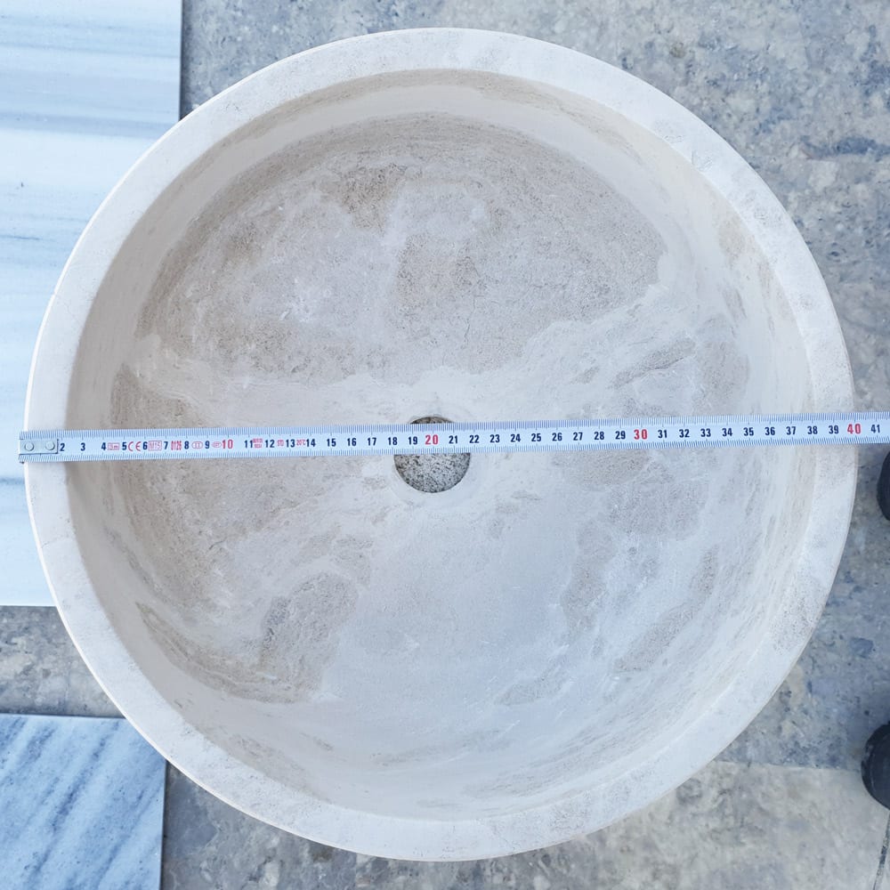 Natural Stone White Limestone Vessel Sink Polished (D)16