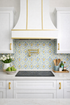 Wood Range Hood With Curved Front and Brass Strapping and Flat Trim - 30" 36" 42" 48" 54" and 60" Widths Available