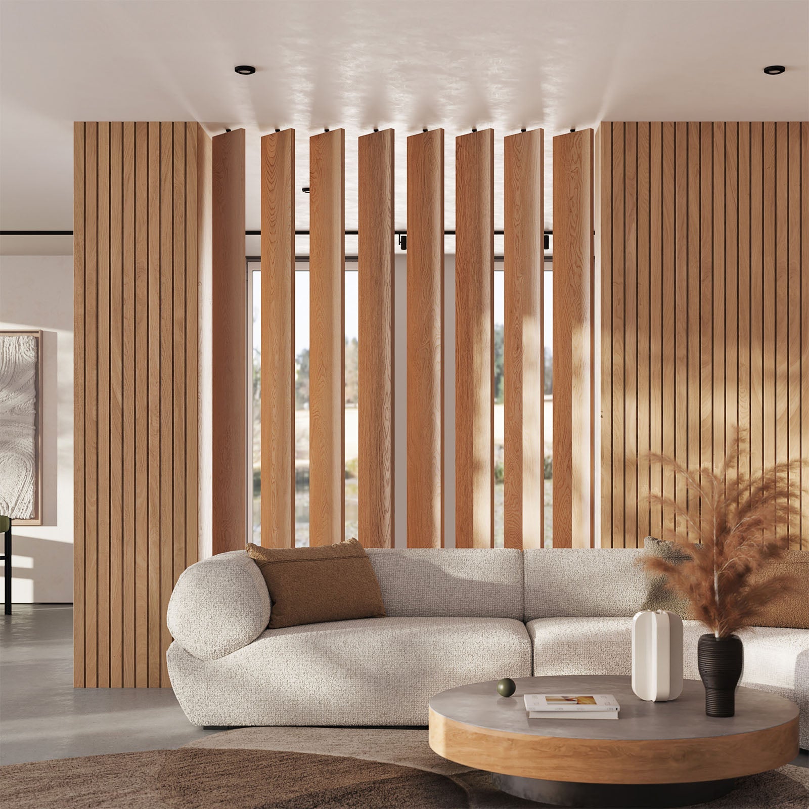 Wide Wood Slat Room Divider