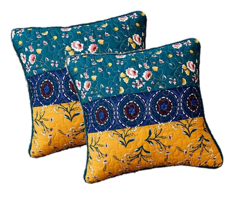 DaDa Bedding Set of 2 Bohemian Patchwork WildFlowers Floral Gardenia Throw Pillow Covers, 18