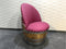 Burgundy Berry Oak Barrel Chair, Handmade Wine and Whiskey Barrel Chair, Hidden Storage, Memory Foam Upholstery, Movable On Casters