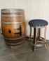 Dark Navy Blue Oak Barrel Bar Stool - Memory Foam Upholstery - Whiskey Barrel Stave Pub Stool - Counter Height - Handmade Wine Barrel Chair